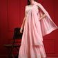 Kalini Women Pink Floral Embroidered Pleated Mirror Work Kurta with Sharara & With Dupatta | Swadesiicart