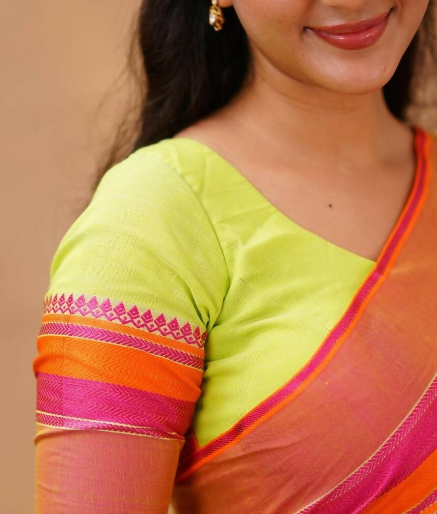 Exclusive Collection Light Green Beautiful Khadi Cotton Handloom Saree - Swadesiicart