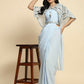 Blue Chiffon Solid Ready to wear Saree with stitched Blouse - Aayan | Swadesiicart