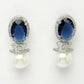 NVR Women's Silver-Plated Blue American Diamond Studded Handcrafted Jewellery Set - Swadesiicart