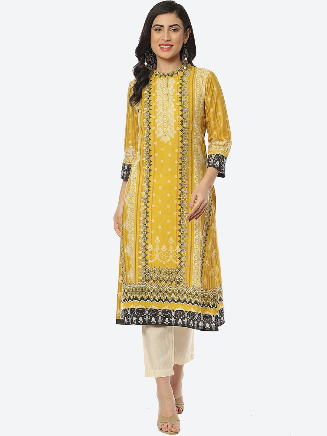 Biba Women Ethnic Motif Printed Cotton Kurta - Swadesiicart