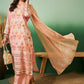 Peach Georgette Handwork Unstitched Dress Material - Hanika | Swadesiicart