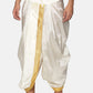 Sethukrishna Men Cream & Golden Solid Dhoti | Swadesiicart