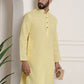 Sojanya Men Yellow Dobby Self-Checked Straight Kurta | Swadesiicart