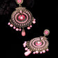 Shining Diva Pink Circular Drop Earrings | Swadesiicart