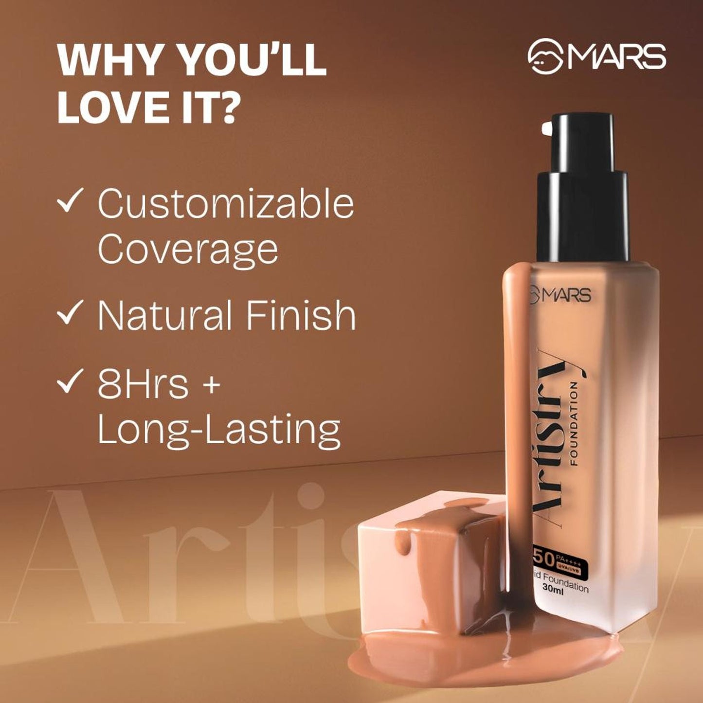 MARS Cosmetics Artistry Liquid Foundation - 02-Soft Beige - Swadesiicart