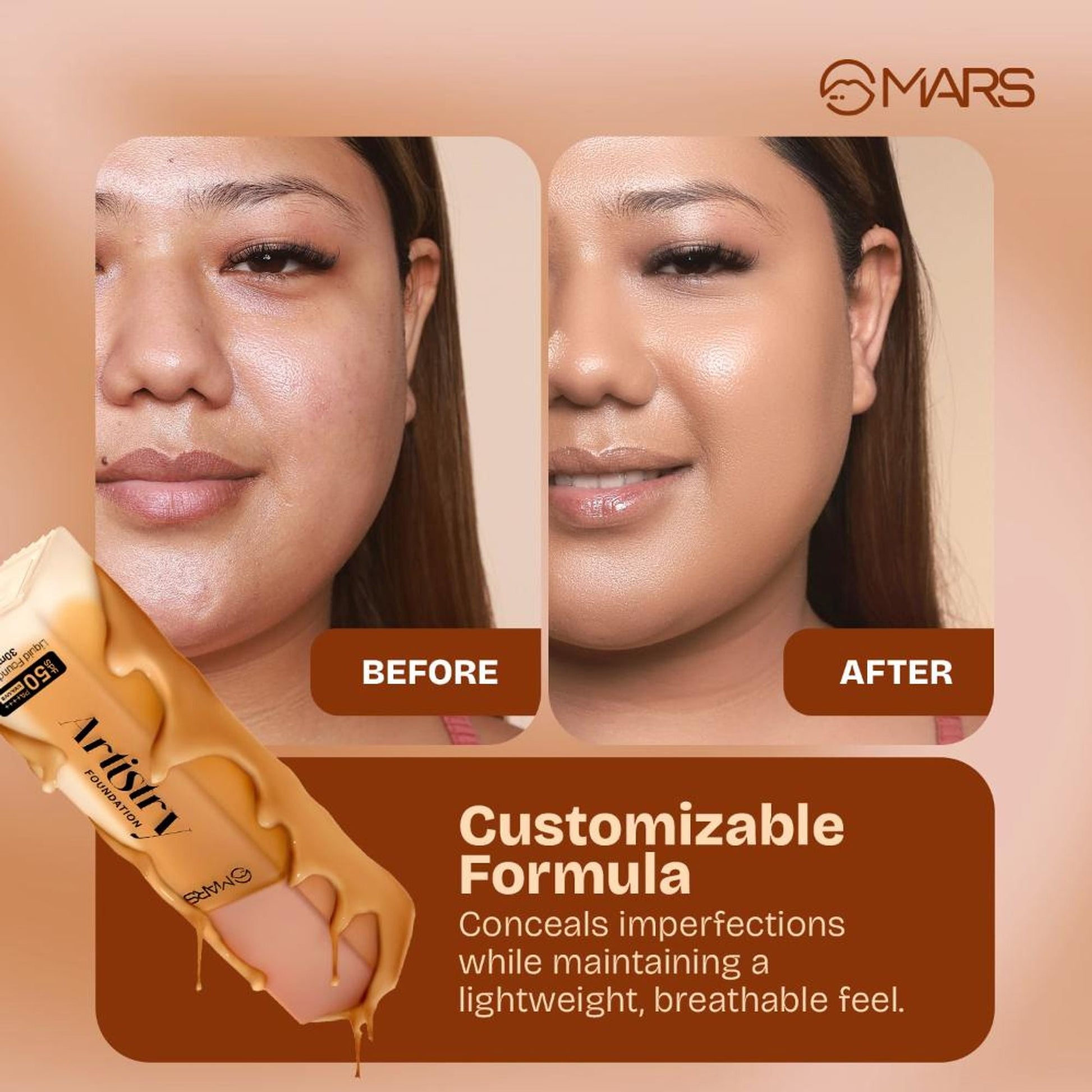 MARS Cosmetics Artistry Liquid Foundation - 06-Honey Beige - Swadesiicart
