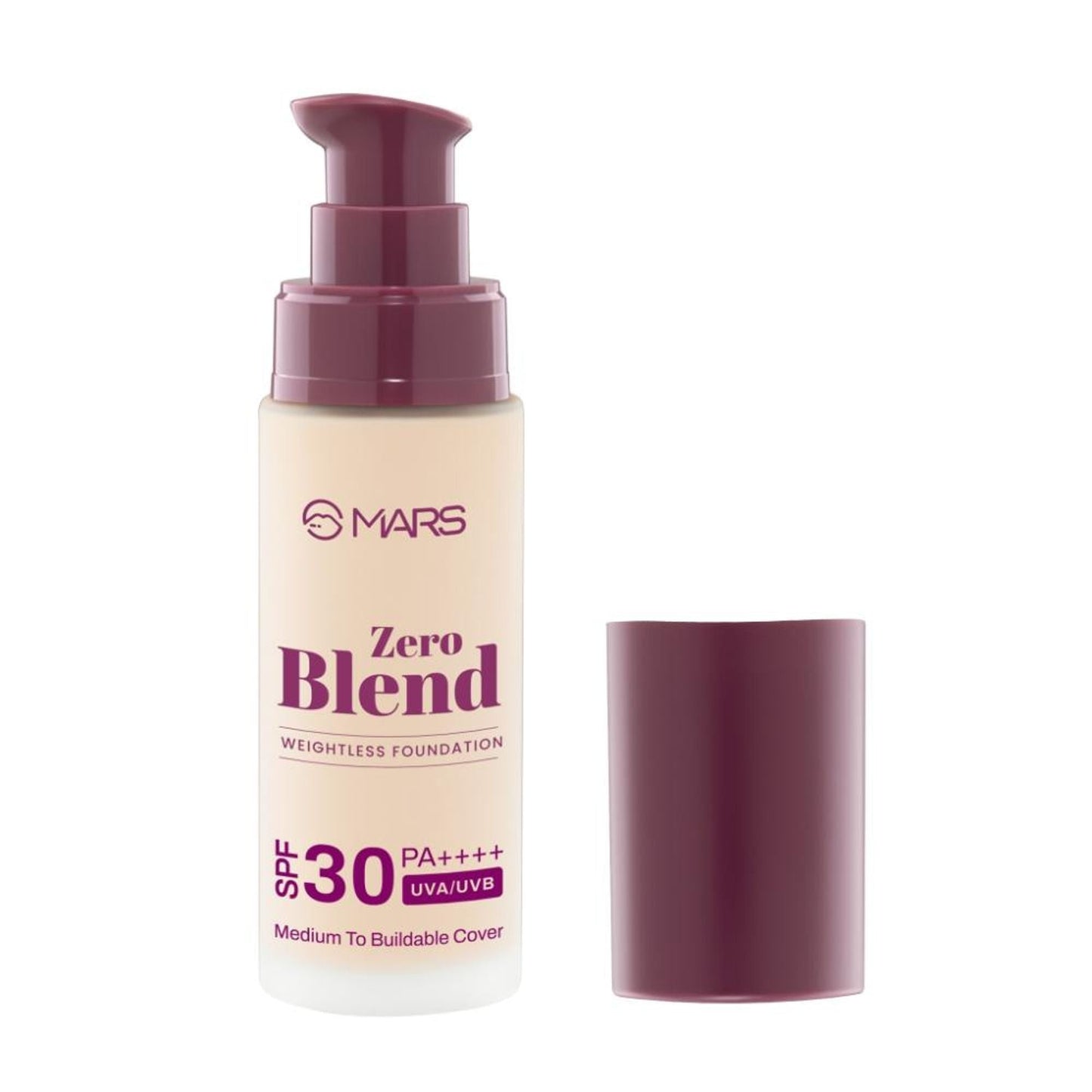 MARS Cosmetics SPF30 PA+++ Zero Blend Weightless Foundation - 01 Whipped Cream - Swadesiicart
