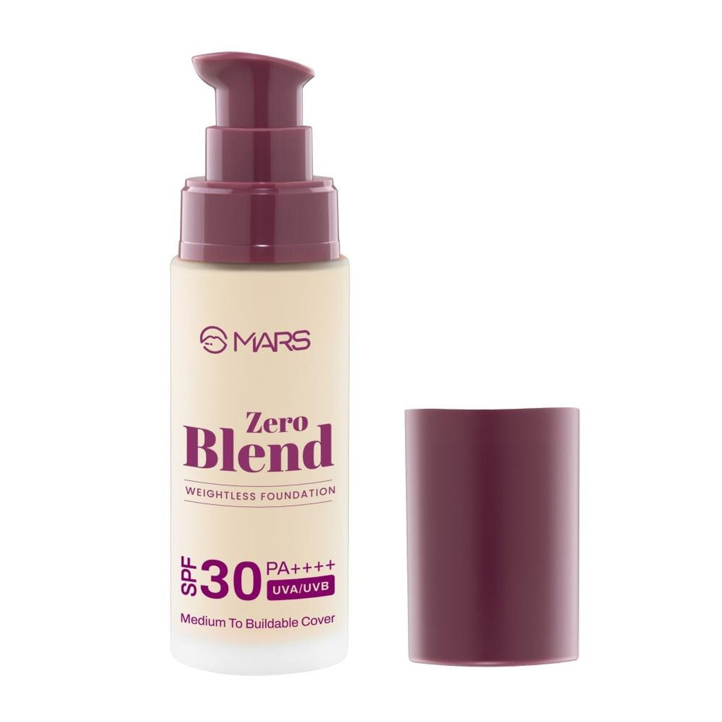 MARS Cosmetics SPF30 PA+++ Zero Blend Weightless Foundation - 02 Shell Coconut - Swadesiicart