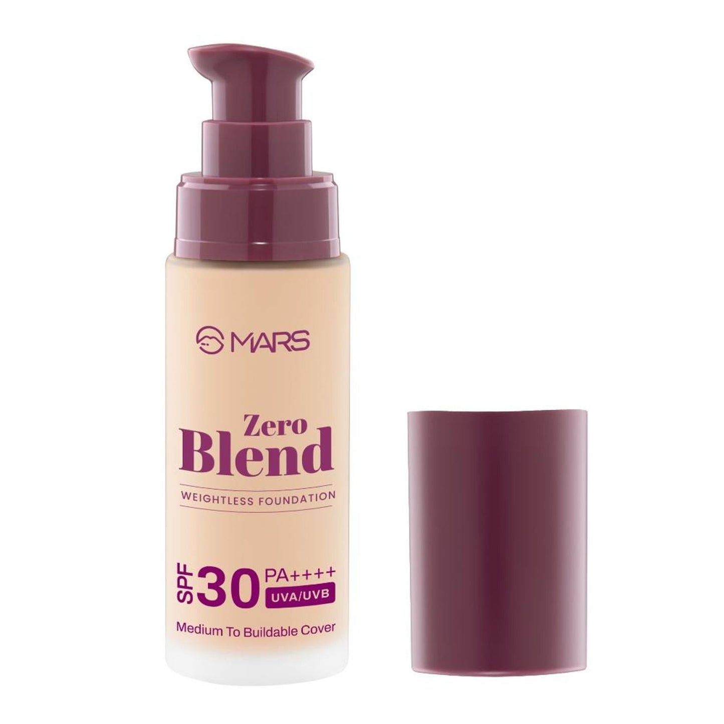 MARS Cosmetics SPF30 PA+++ Zero Blend Weightless Foundation - 07 Caramel Glow - Swadesiicart