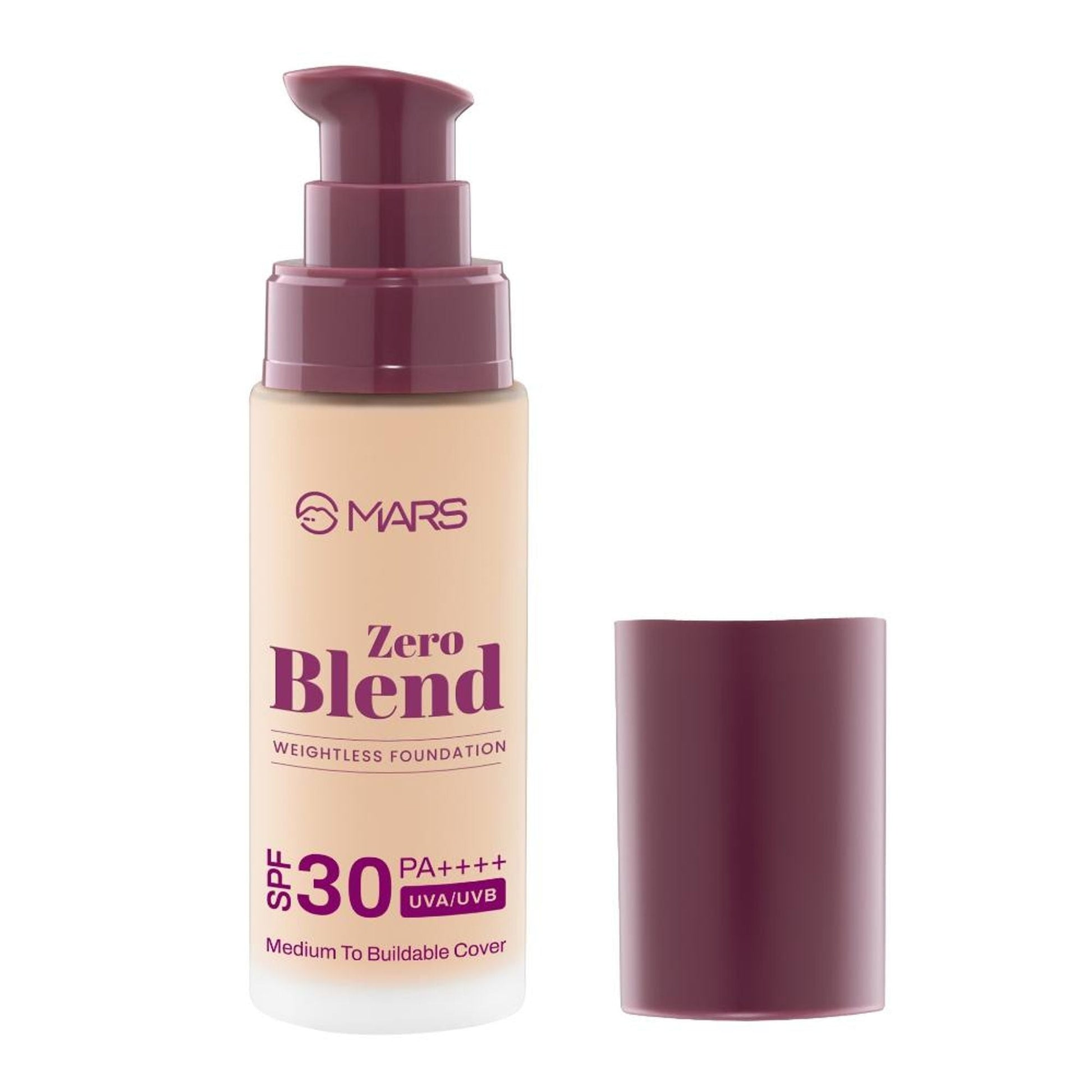 MARS Cosmetics SPF30 PA+++ Zero Blend Weightless Foundation - 07 Caramel Glow - Swadesiicart