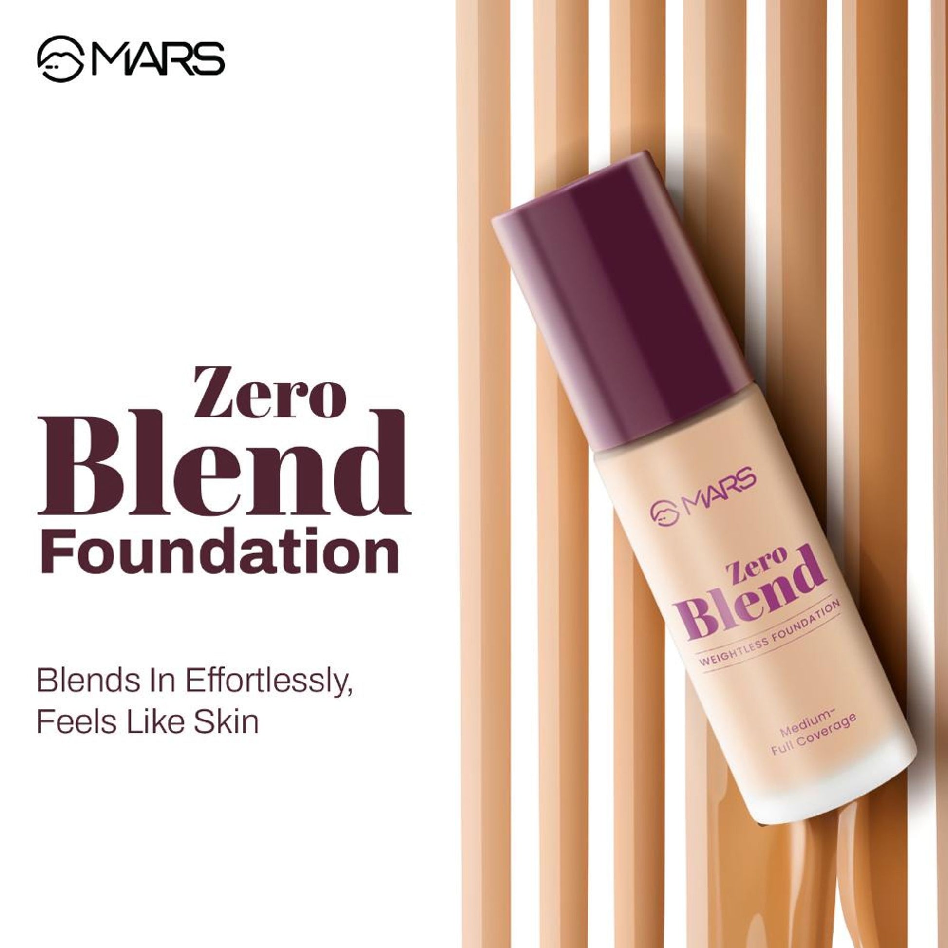 MARS Cosmetics SPF30 PA+++ Zero Blend Weightless Foundation - 08-Honey Nectar - Swadesiicart