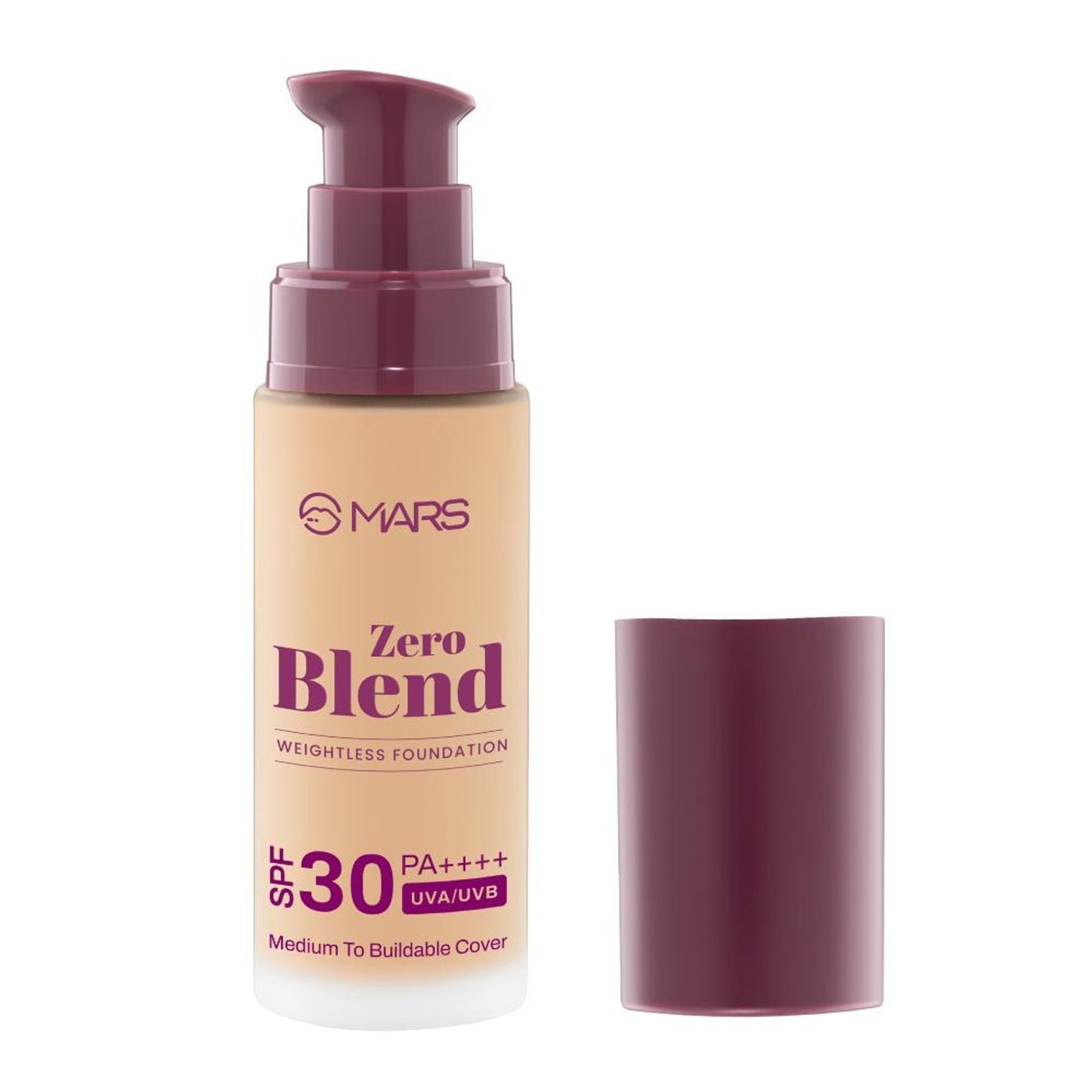 MARS Cosmetics SPF30 PA+++ Zero Blend Weightless Foundation - 08-Honey Nectar - Swadesiicart