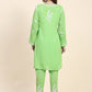 HOUSE OF KARI Floral Embroidered Chikankari Pure Cotton Kurta with Trousers | Swadesiicart