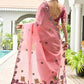 Vishnu Weaves Women's Pink Muga Cotton Thread Weaving Saree with Blouse - Swadesiicart