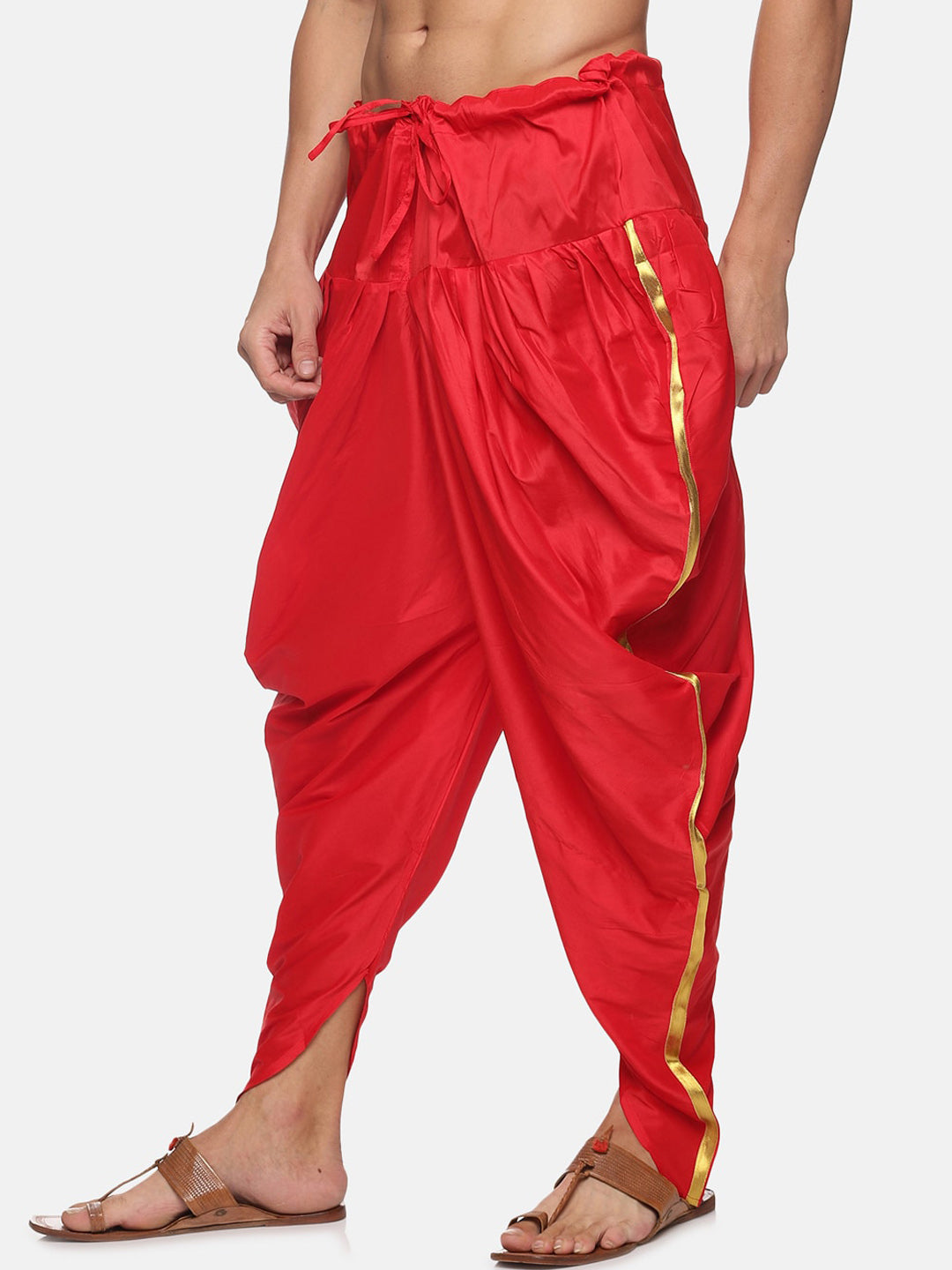 Sethukrishna Men Red Solid Dhoti Pant | Swadesiicart