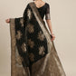 Saree Mall Black Floral Linen Blend Banarasi Saree | Swadesiicart