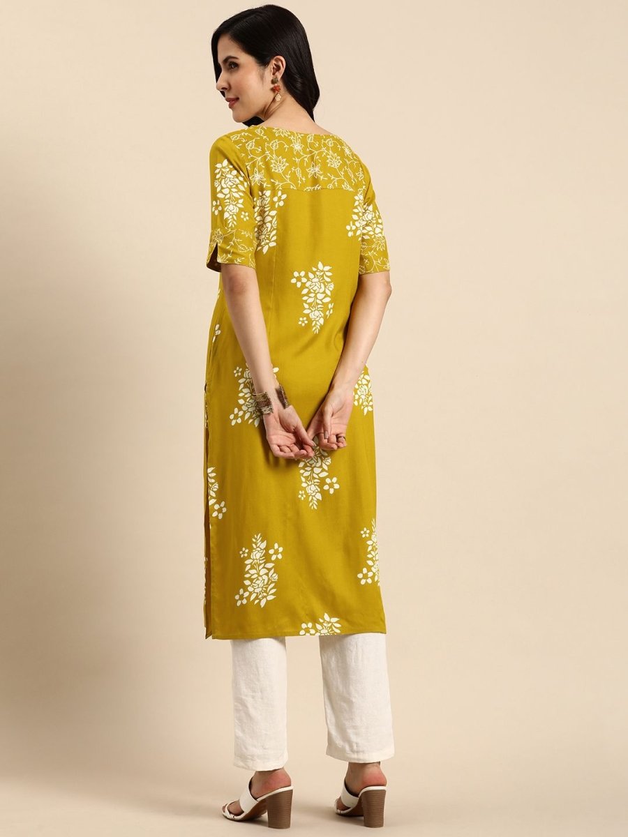 Anouk Floral Printed Round-Neck Regular Kurta - Swadesiicart