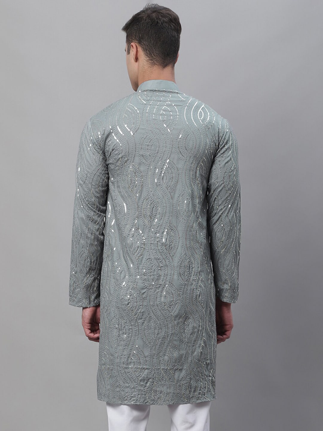Sojanya Ethnic Motif Embroidered Sequined Work Pure Cotton Kurta | Swadesiicart