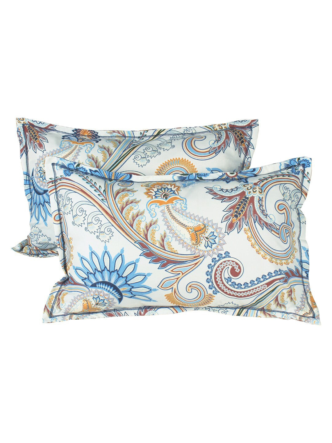 Story@home Blue & Cream-Coloured Ethnic Motifs 180 TC Queen Bedsheet With 2 Pillow Covers - Swadesiicart