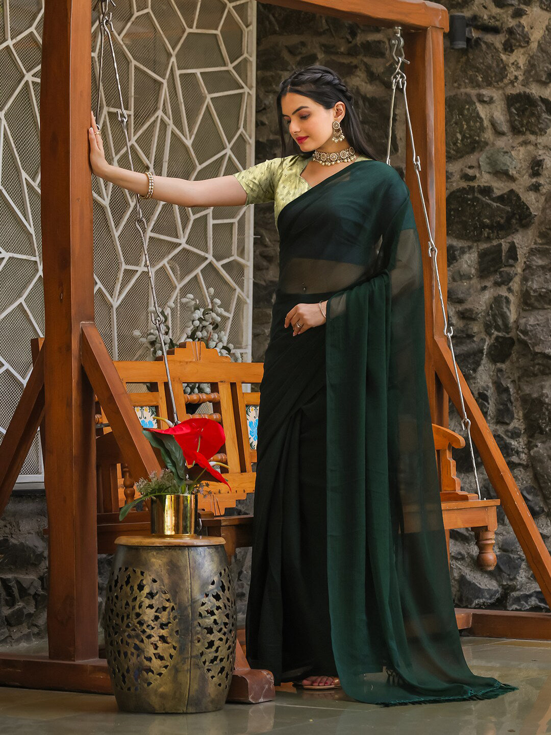 Tikhi Imli No Border Ready to Wear Saree | Swadesiicart