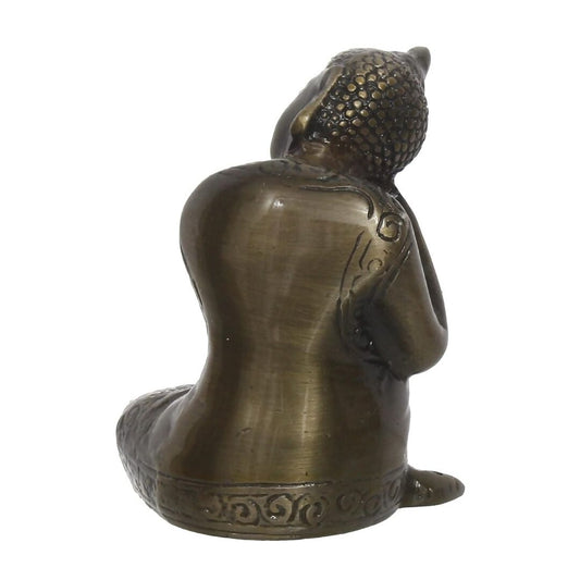 eCraftIndia Brown Metal Resting Buddha Statue - Swadesiicart