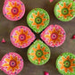 Tied Ribbons Green & Pink Set of 8 Terracotta Clay Diwali Diyas | Swadesiicart