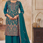Anaita Blue Vichitra Silk Readymade Palazzo Suit with Embroidery & Lace Work