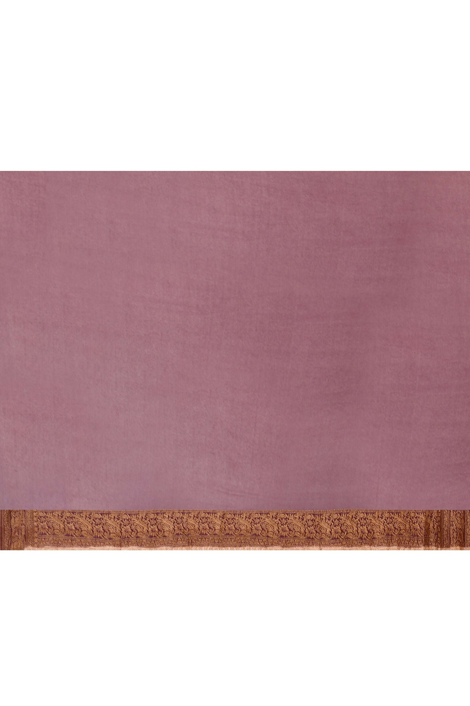 Joban Fashion Ivory Crepe Chiffon Pure Handloom Banarasi Silk Saree | Swadesiicart