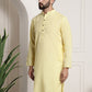 Sojanya Men Yellow Dobby Self-Checked Straight Kurta | Swadesiicart
