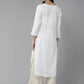 ADA Ethnic Motifs Embroidered Chikankari Cotton Kurta | Swadesiicart