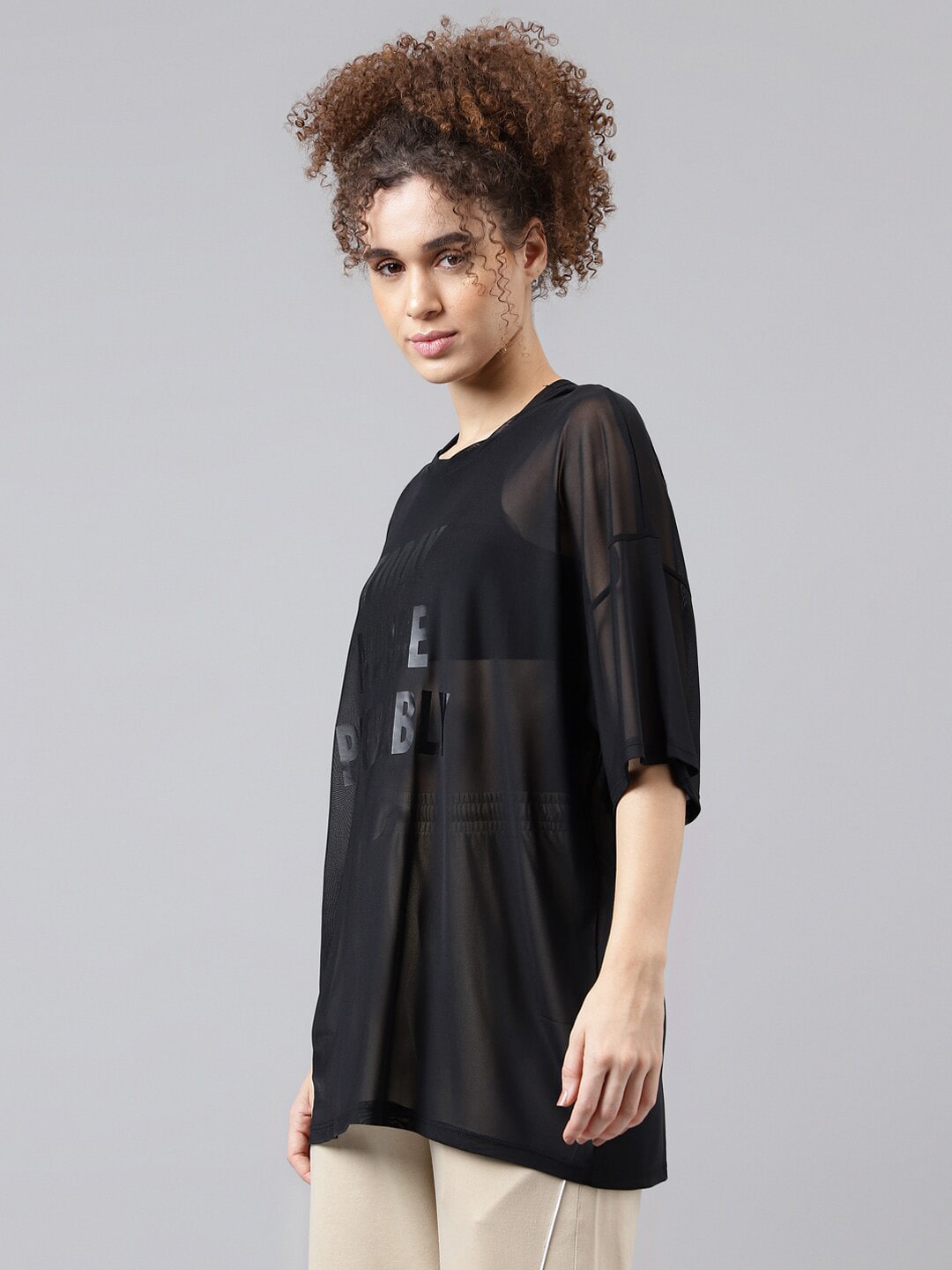 MKH Typography Printed Relaxed Fit Sheer Dri-FIT T-shirt - Swadesiicart