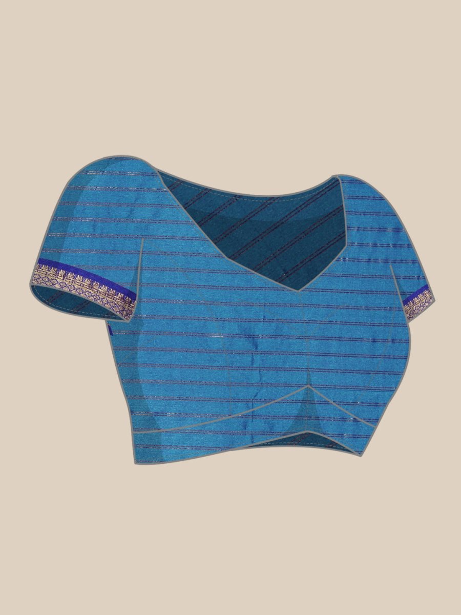 Anouk Blue & Gold-Toned Woven Design Pure Silk Banarasi Saree | Swadesiicart