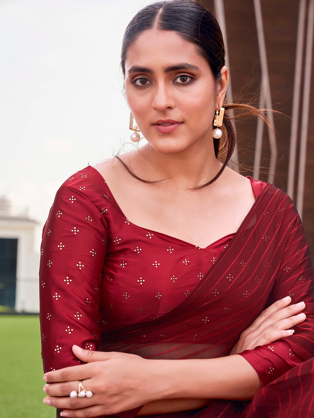 Tikhi Imli Striped Ready to Wear Saree | Swadesiicart