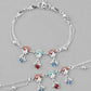 VOJ Set of 2 Silver Plated Peacock Shaped Multi Color Anklet - Swadesiicart