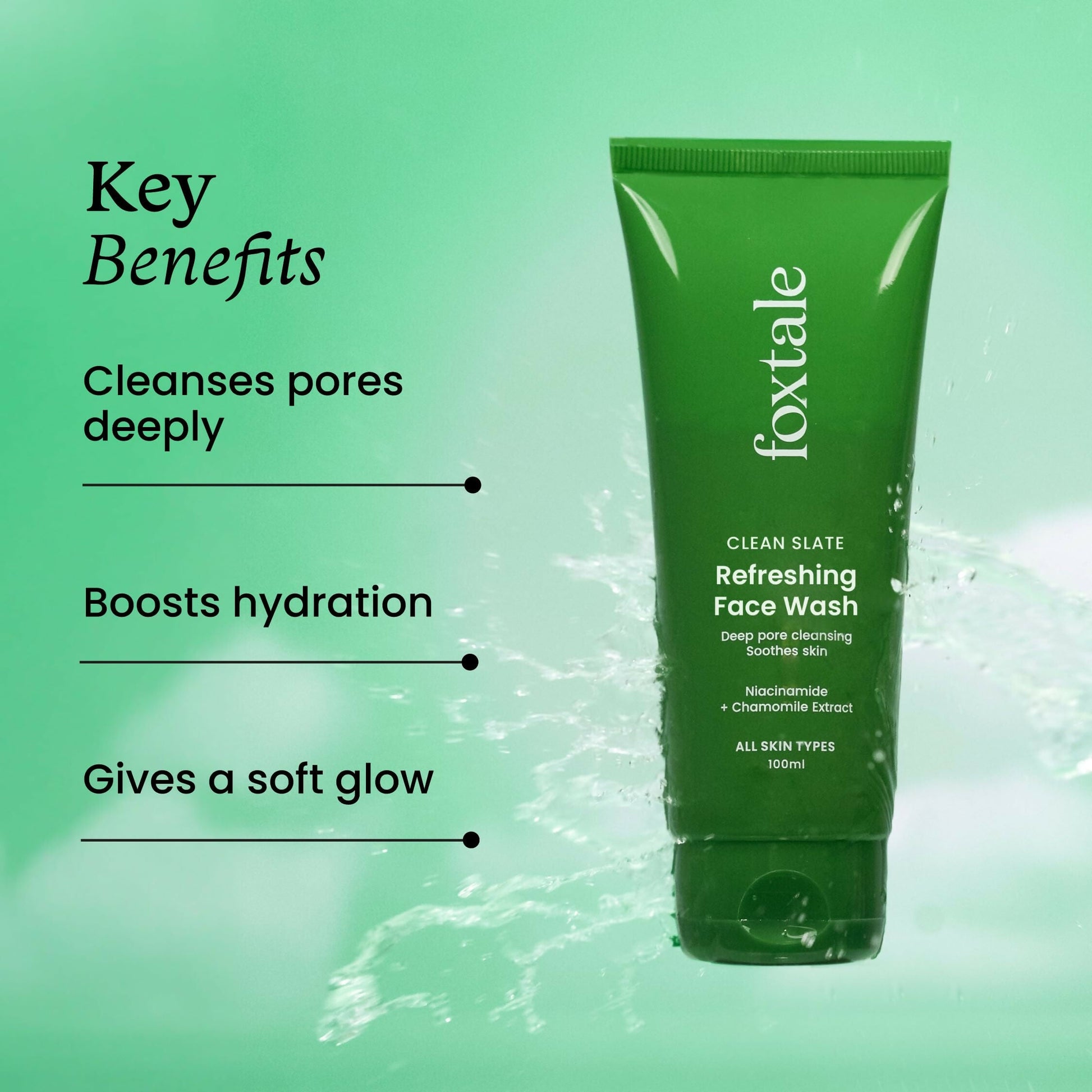 Foxtale Refreshing Face Wash For Deep Cleansing with Niacinamide - Hydrates & Brightens Skin - Swadesiicart