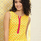 Ode by House of Pataudi Women Yellow Ethnic Motifs Printed Rozana Straight Kurta - Swadesiicart