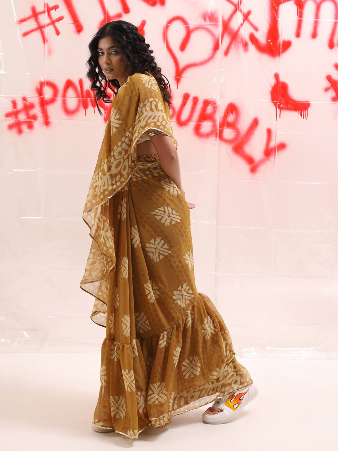 Tikhi Imli Batik Printed Georgette Saree | Swadesiicart