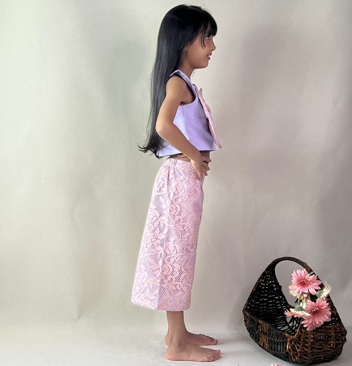ArthLife Lavender And Pink Bow Co-Ord Set - Swadesiicart