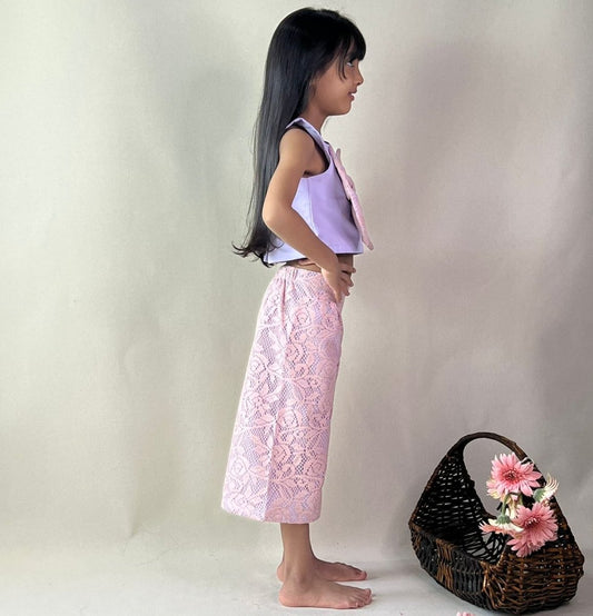 ArthLife Lavender And Pink Bow Co-Ord Set - Swadesiicart