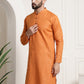 Sojanya Men Orange Dobby Self-Checked Straight Kurta | Swadesiicart