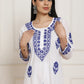 HOUSE OF KARI Women Ethnic Motifs Embroidered Regular Chikankari Pure Cotton Kurta with Trousers | Swadesiicart