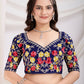 Blue Vichitra Silk Bandhani Printed, Embroidery Work Saree - Ditya