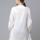 Ahalyaa Women Off White Pure Cotton Printed Tunic | Swadesiicart
