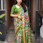 Green Cotton Crepe Batik Print Saree with Unstitched Blouse - Hiral Fashion | Swadesiicart