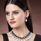 NVR Women's Silver-Plated Blue American Diamond Studded Handcrafted Jewellery Set - Swadesiicart