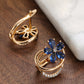 Shining Diva Rose Gold-Polished Blue Floral Studs Earrings - Swadesiicart