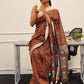 Tikhi Imli Rust Abstract Woven Design Zari Saree | Swadesiicart
