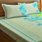 Home Sizzler Green & Blue Floral Cotton 210 TC Queen Bedsheet with 2 Pillow Covers - Swadesiicart
