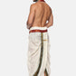 Sethukrishna Men Cream Solid Readymade Dhoti Pants With Angavastram | Swadesiicart